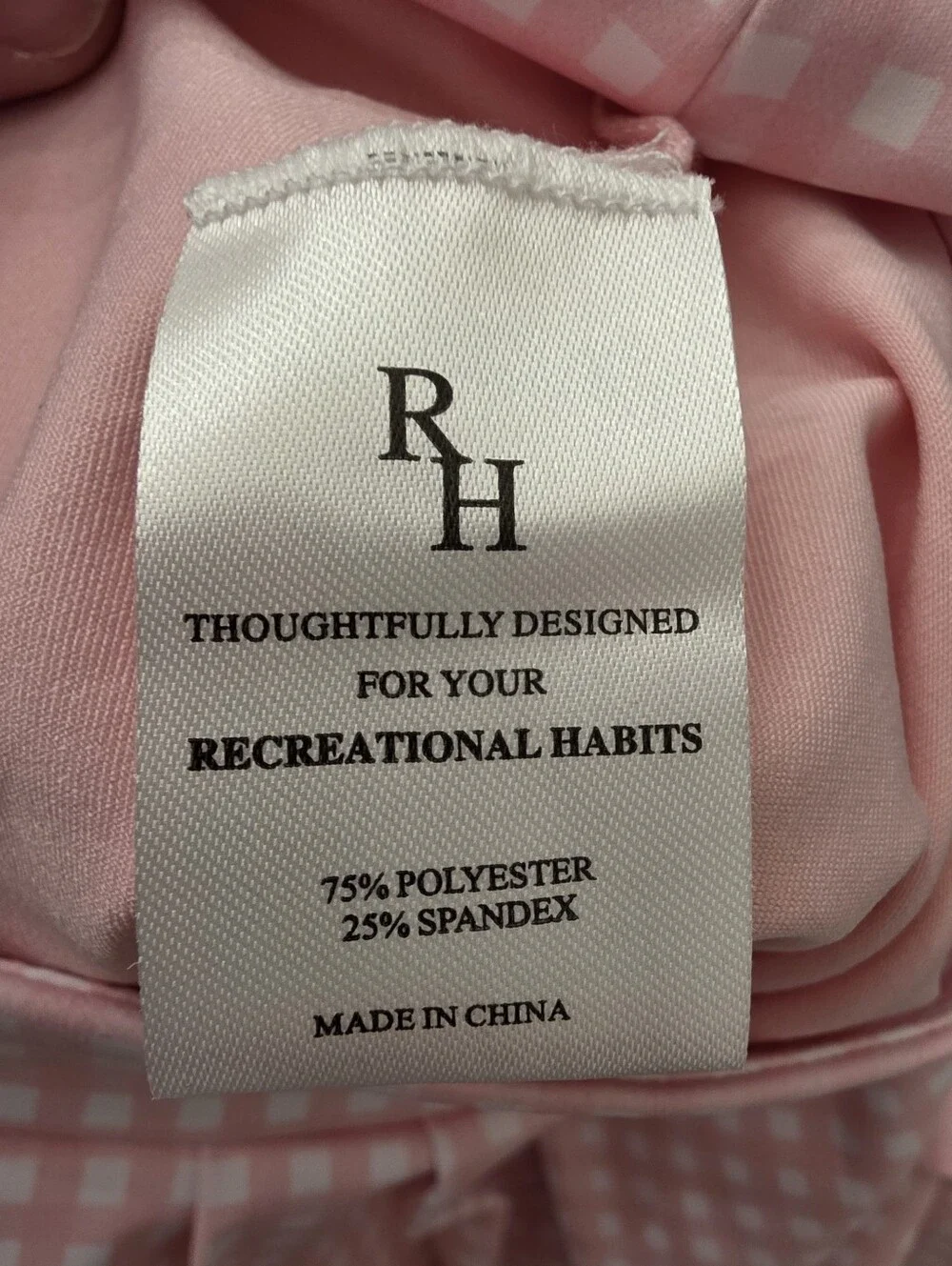Anthropologie Recreational Habits Pink Gingham Skort Size Large